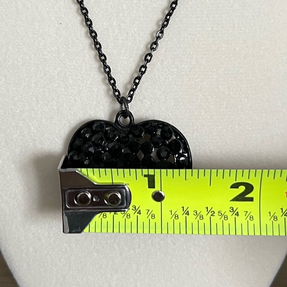 16” Black Puff Heart Necklace with 3” Extender - Picture 9 of 10